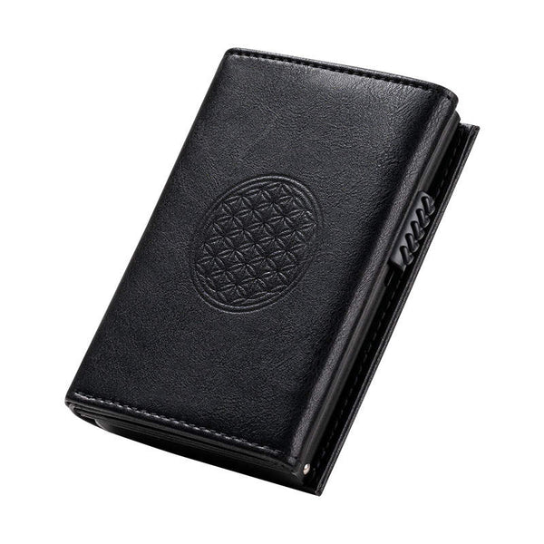 Flower of Life RFDI Wallet Pop Up Card Holder black