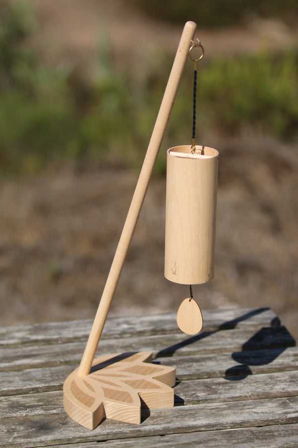 Koshi Ocean maple chime with 12 rods on the Lotus Flower stand, handmade in France