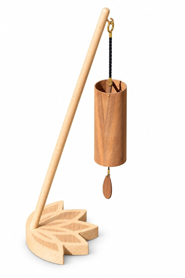 Koshi Earth Symphony Chime + Lotus Flower Stand. Made in France - wind chime set with stand