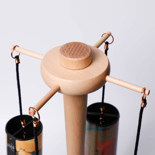 Zaphir Chime Set of 4 with Zenmotion Spin Rotating Chime Stand Close up
