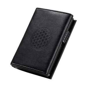 Flower of Life RFDI Wallet Pop Up Card Holder black