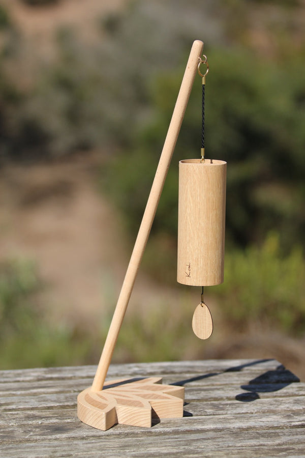 Koshi Forest oak chime on the Lotus Flower stand, handmade in France