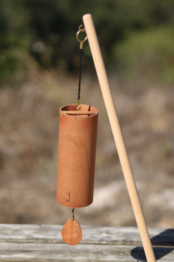 Koshi River chime in cherry wood close up with clapper