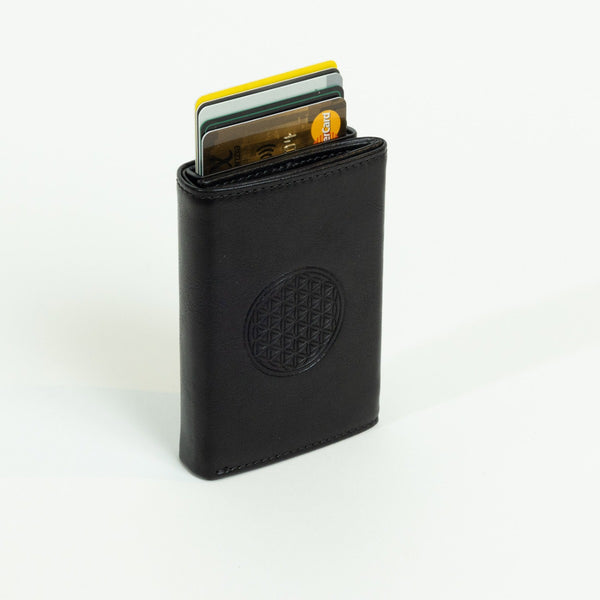 Side view Gaiachimes wallet flower of life