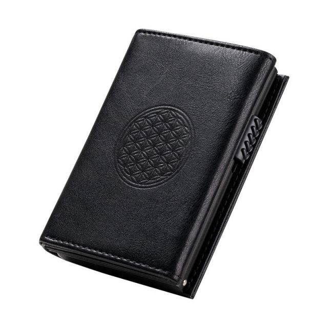 Flower of Life RFDI Wallet Pop Up Card Holder black